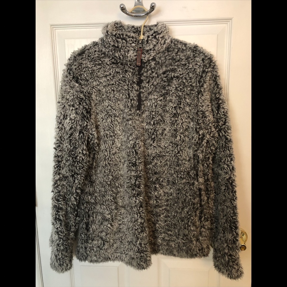 Weatherproof Vintage Grey Sherpa Pullover — Small